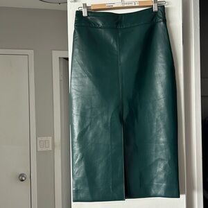 Babaton | Green vegan leather high waisted skirt